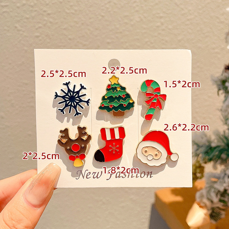 2024 New Christmas Elk Brooch Personalized Metal Santa Claus Badge Pin Cartoon Collar Ornament