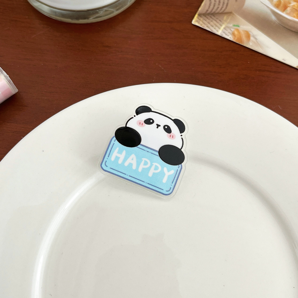 Cartoon panda decorative brooch student inspirational text jewelry badge cute pendant small gift acrylic pin