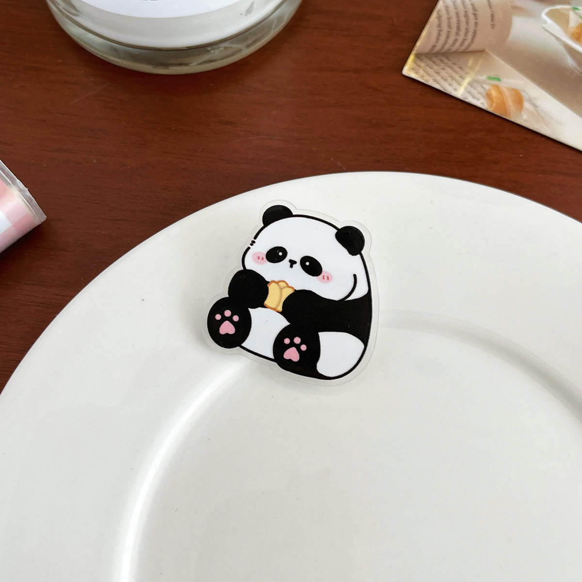 Cartoon panda decorative brooch student inspirational text jewelry badge cute pendant small gift acrylic pin