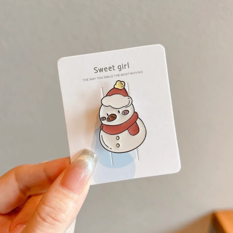 2024 New Christmas Elk Brooch Personalized Metal Santa Claus Badge Pin Cartoon Collar Ornament