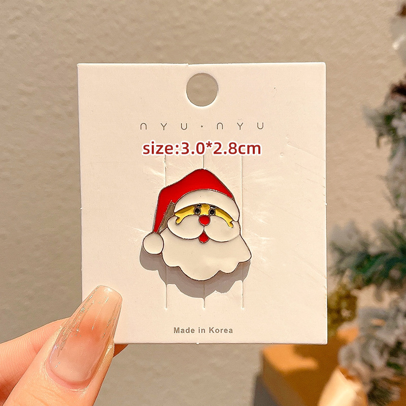 2024 New Christmas Elk Brooch Personalized Metal Santa Claus Badge Pin Cartoon Collar Ornament