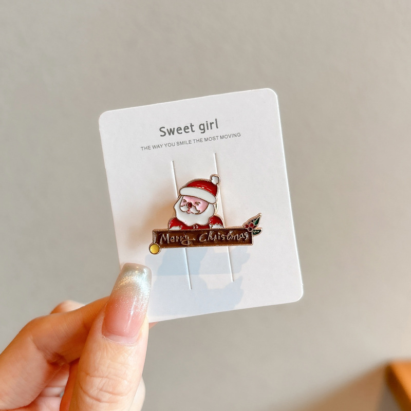 2024 New Christmas Elk Brooch Personalized Metal Santa Claus Badge Pin Cartoon Collar Ornament