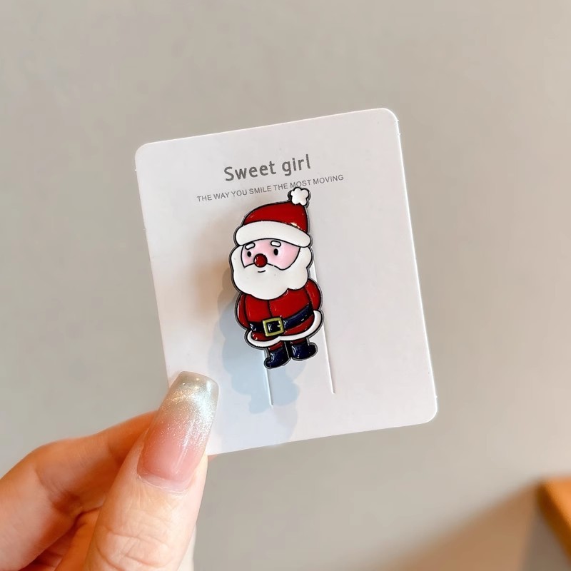 2024 New Christmas Elk Brooch Personalized Metal Santa Claus Badge Pin Cartoon Collar Ornament