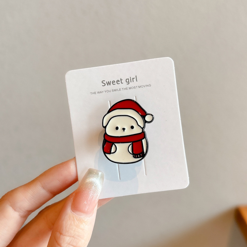 2024 New Christmas Elk Brooch Personalized Metal Santa Claus Badge Pin Cartoon Collar Ornament