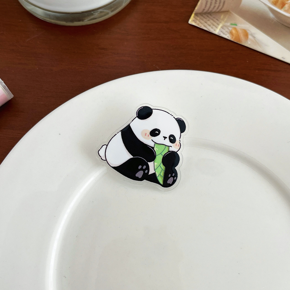 Cartoon panda decorative brooch student inspirational text jewelry badge cute pendant small gift acrylic pin