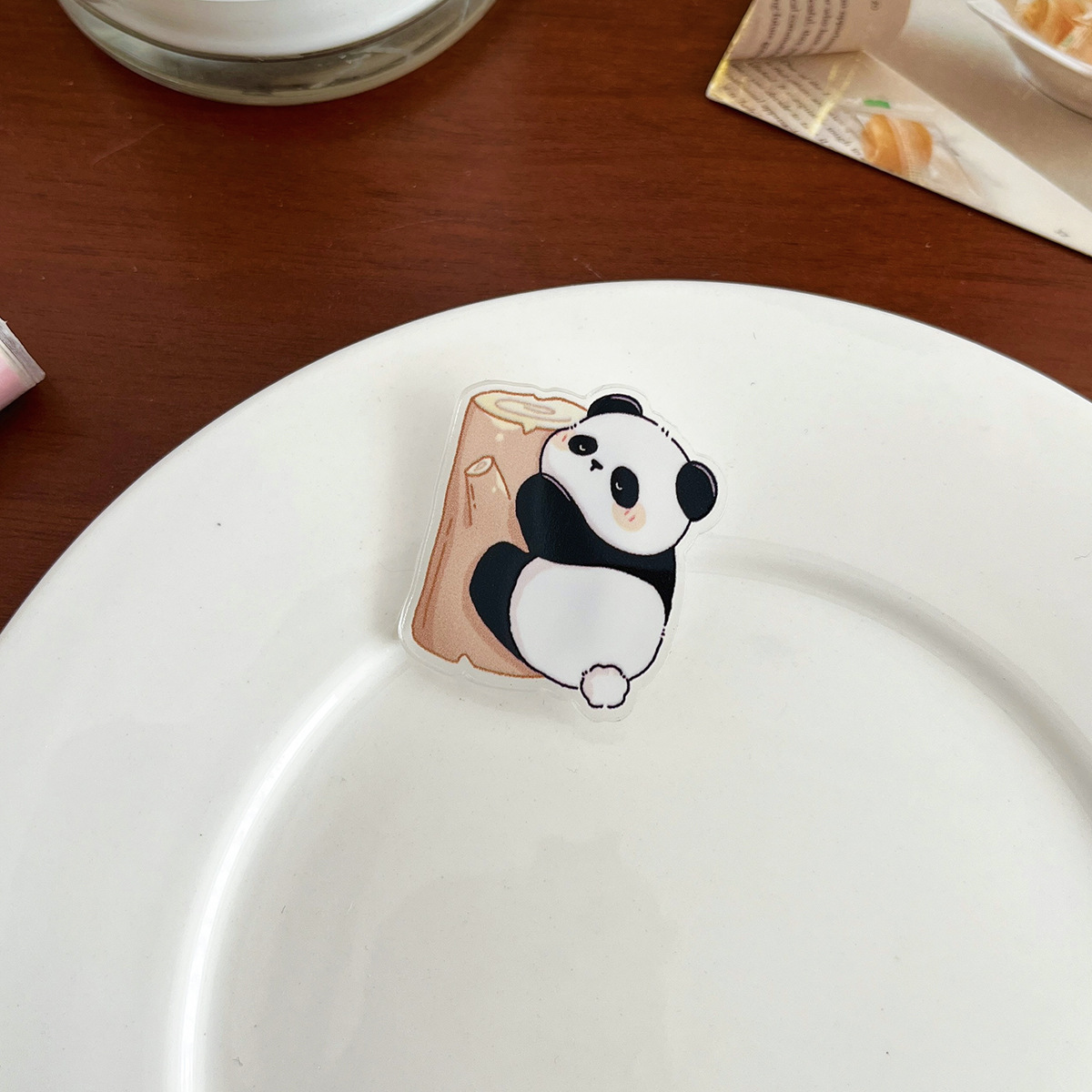 Cartoon panda decorative brooch student inspirational text jewelry badge cute pendant small gift acrylic pin