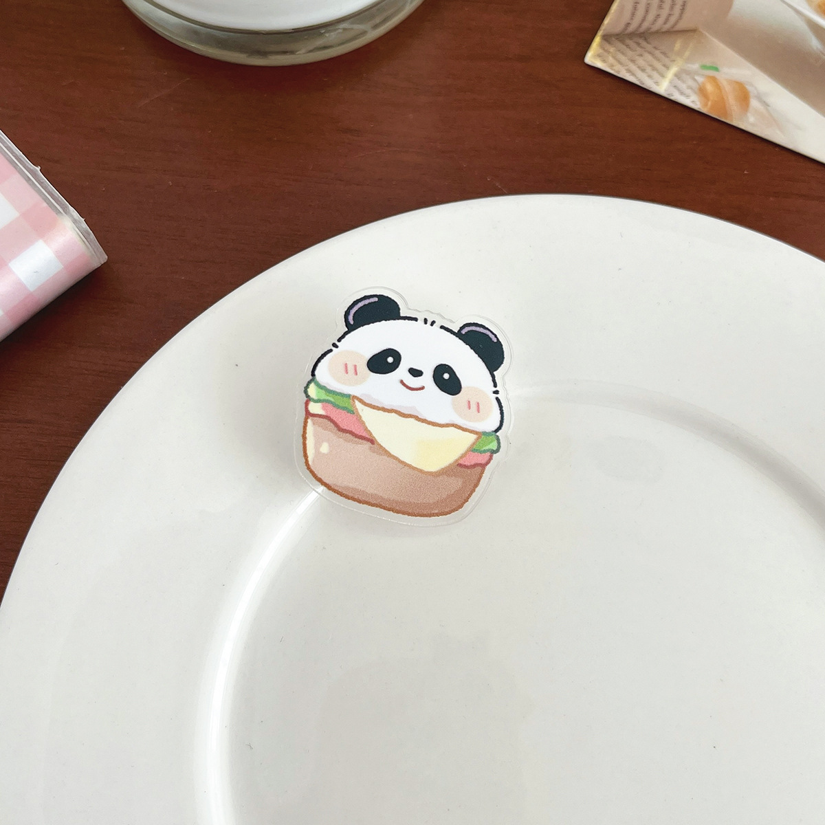 Cartoon panda decorative brooch student inspirational text jewelry badge cute pendant small gift acrylic pin
