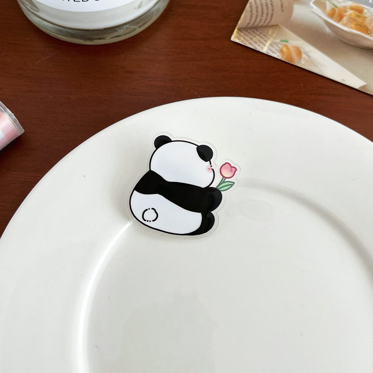 Cartoon panda decorative brooch student inspirational text jewelry badge cute pendant small gift acrylic pin