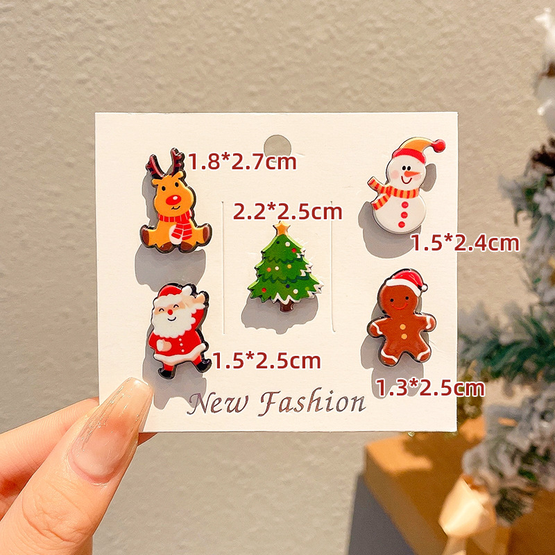 2024 New Christmas Elk Brooch Personalized Metal Santa Claus Badge Pin Cartoon Collar Ornament