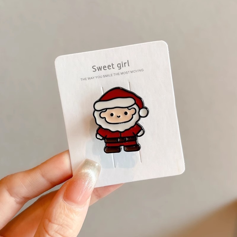 2024 New Christmas Elk Brooch Personalized Metal Santa Claus Badge Pin Cartoon Collar Ornament