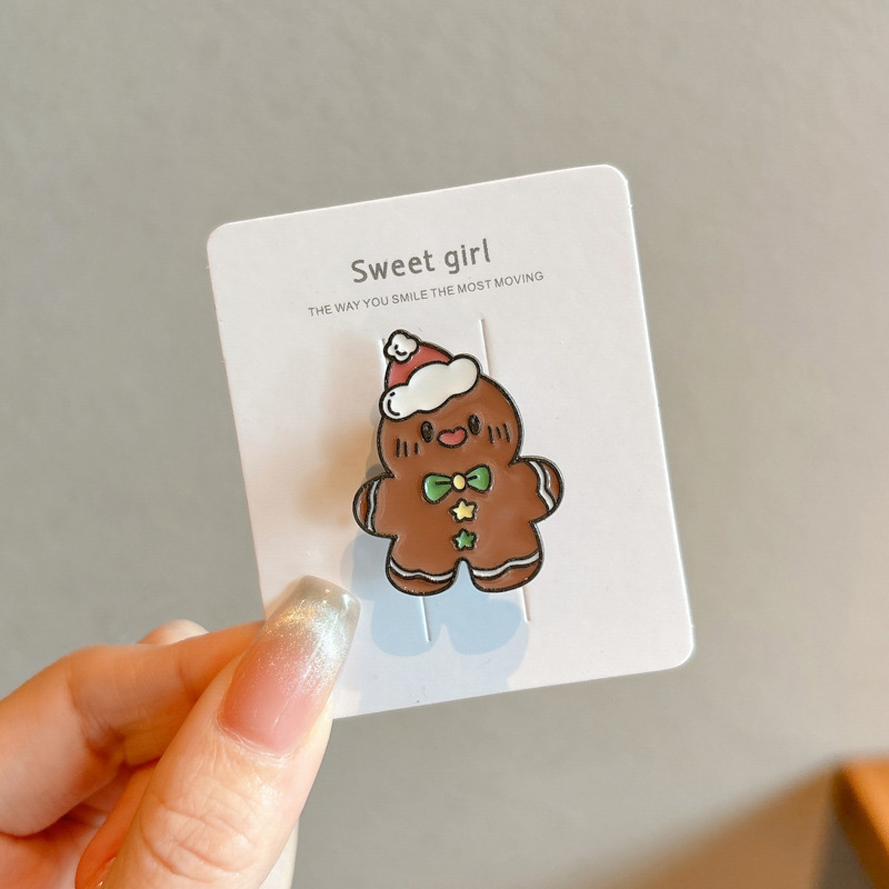 2024 New Christmas Elk Brooch Personalized Metal Santa Claus Badge Pin Cartoon Collar Ornament