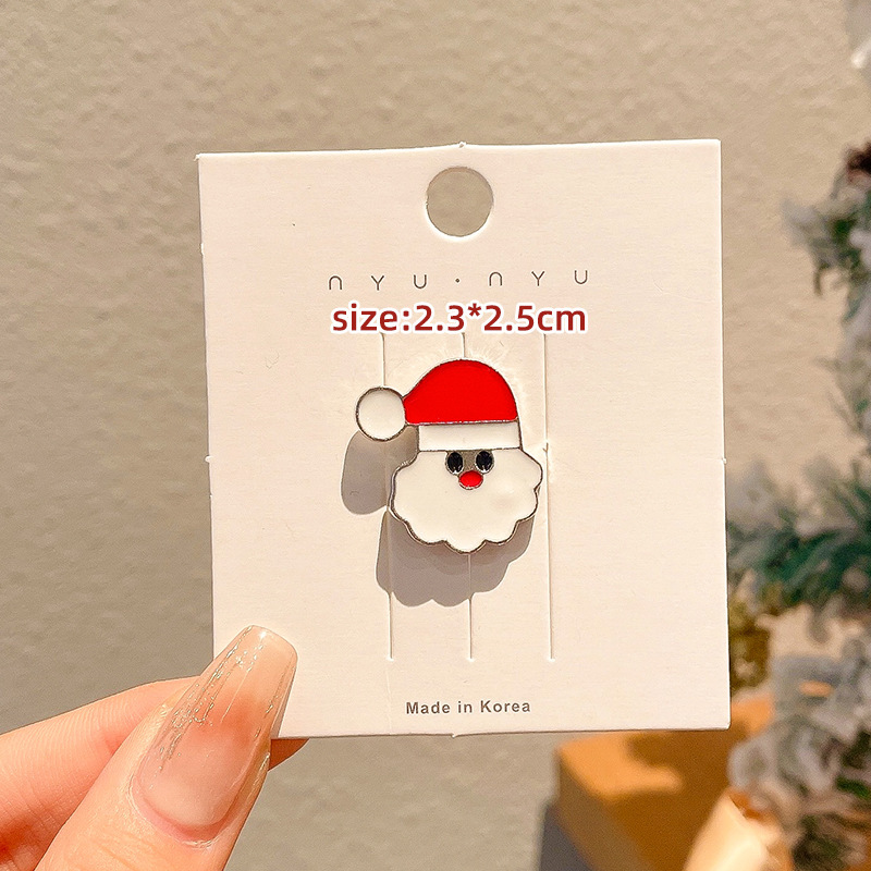 2024 New Christmas Elk Brooch Personalized Metal Santa Claus Badge Pin Cartoon Collar Ornament