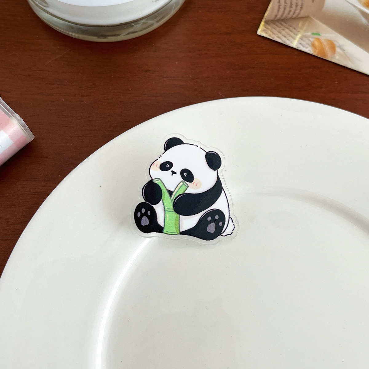 Cartoon panda decorative brooch student inspirational text jewelry badge cute pendant small gift acrylic pin