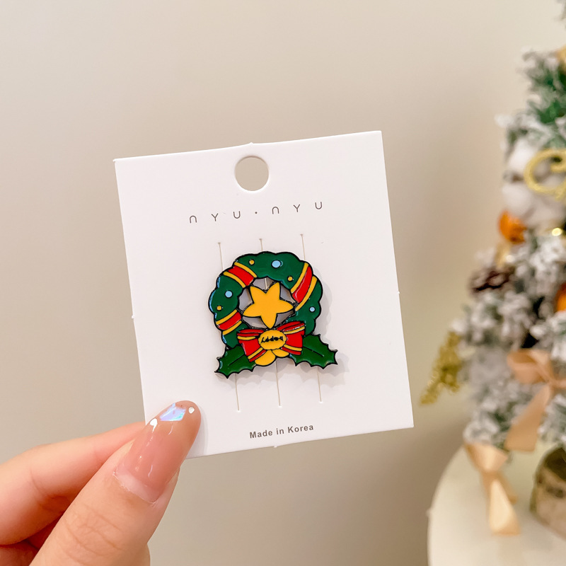 2024 New Christmas Elk Brooch Personalized Metal Santa Claus Badge Pin Cartoon Collar Ornament