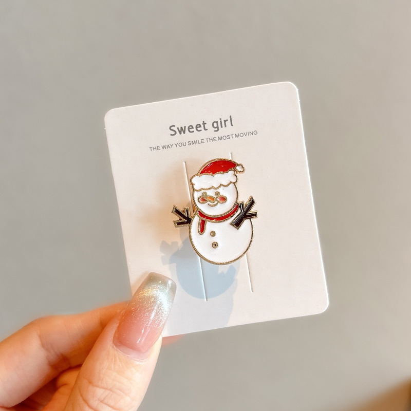 2024 New Christmas Elk Brooch Personalized Metal Santa Claus Badge Pin Cartoon Collar Ornament