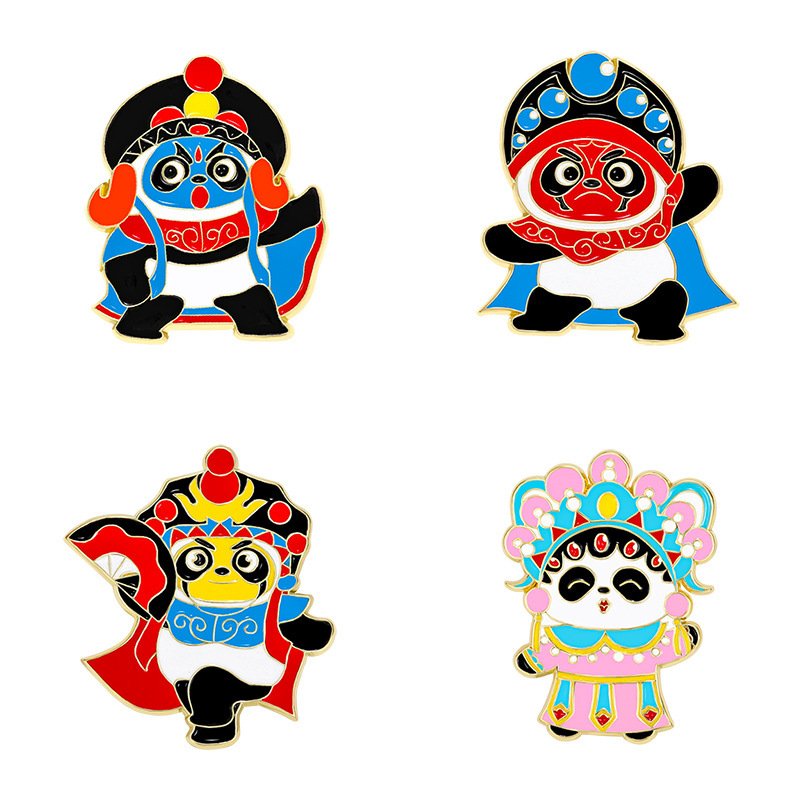 Sichuan opera panda brooch cartoon cute alloy badge Sichuan national tide face changing Chinese style schoolbag decoration badge