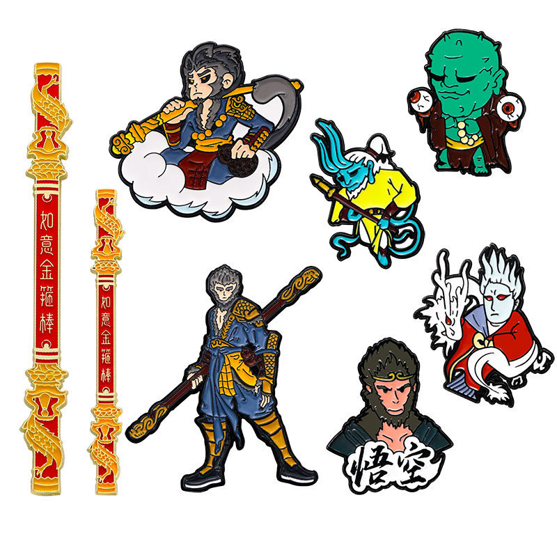 Black Myth Wukong peripheral brooch cartoon destiny man golden hoop Sun Wukong Monkey King alloy paint badge