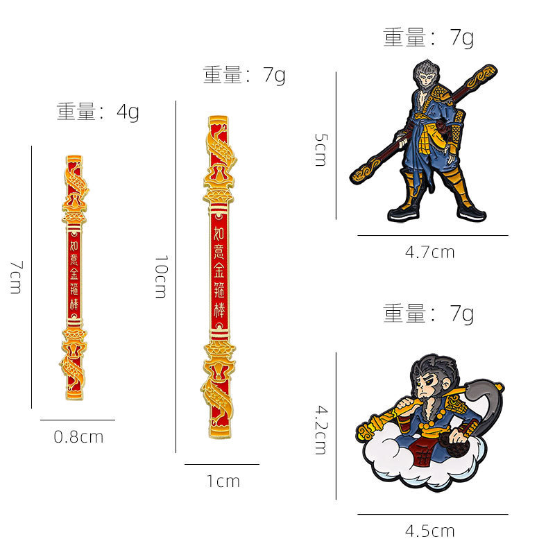 Black Myth Wukong peripheral brooch cartoon destiny man golden hoop Sun Wukong Monkey King alloy paint badge