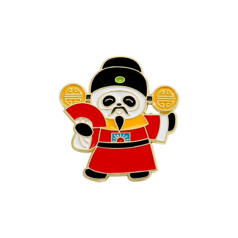 Cartoon brooch cute panda Peking opera Shengdan Jingchou drama national trend Chinese style schoolbag decoration metal badge
