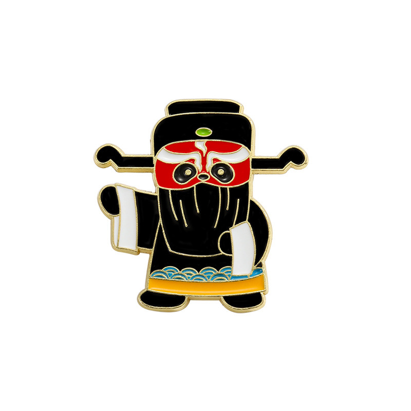 Cartoon brooch cute panda Peking opera Shengdan Jingchou drama national trend Chinese style schoolbag decoration metal badge
