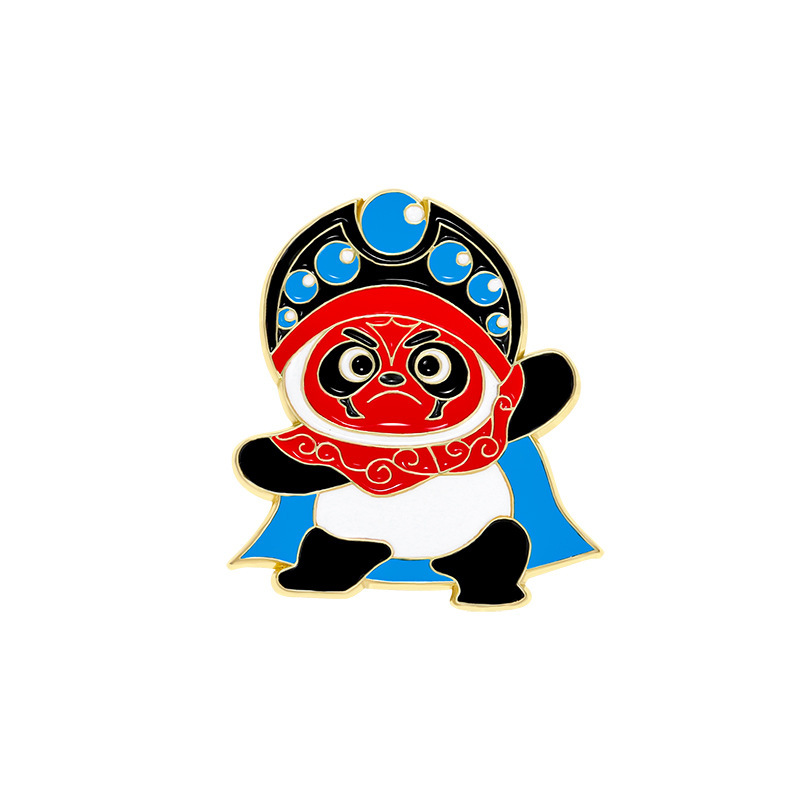 Sichuan opera panda brooch cartoon cute alloy badge Sichuan national tide face changing Chinese style schoolbag decoration badge