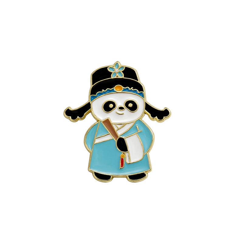 Cartoon brooch cute panda Peking opera Shengdan Jingchou drama national trend Chinese style schoolbag decoration metal badge