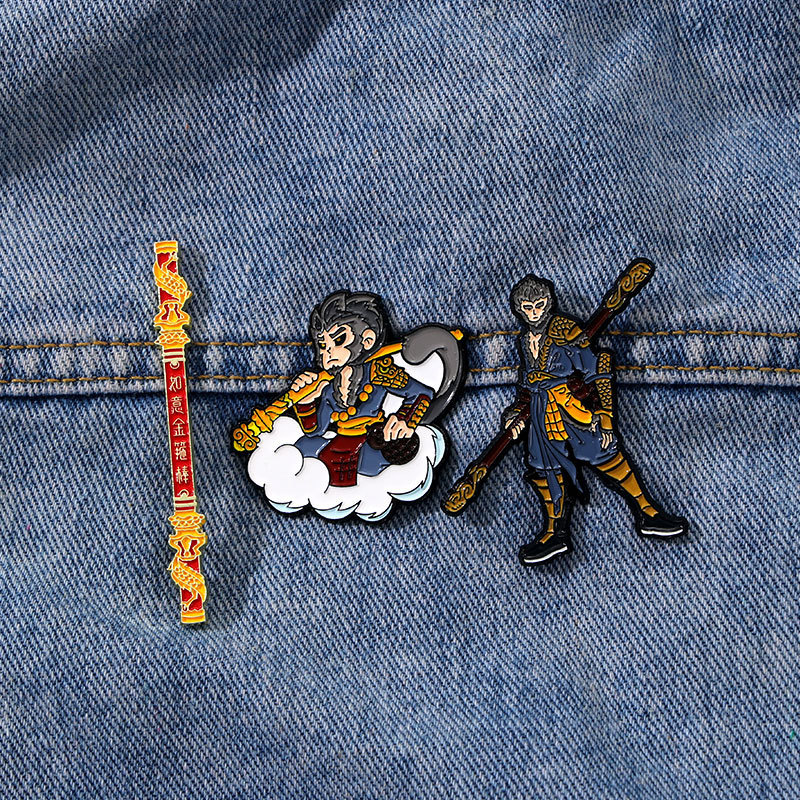 Black Myth Wukong peripheral brooch cartoon destiny man golden hoop Sun Wukong Monkey King alloy paint badge