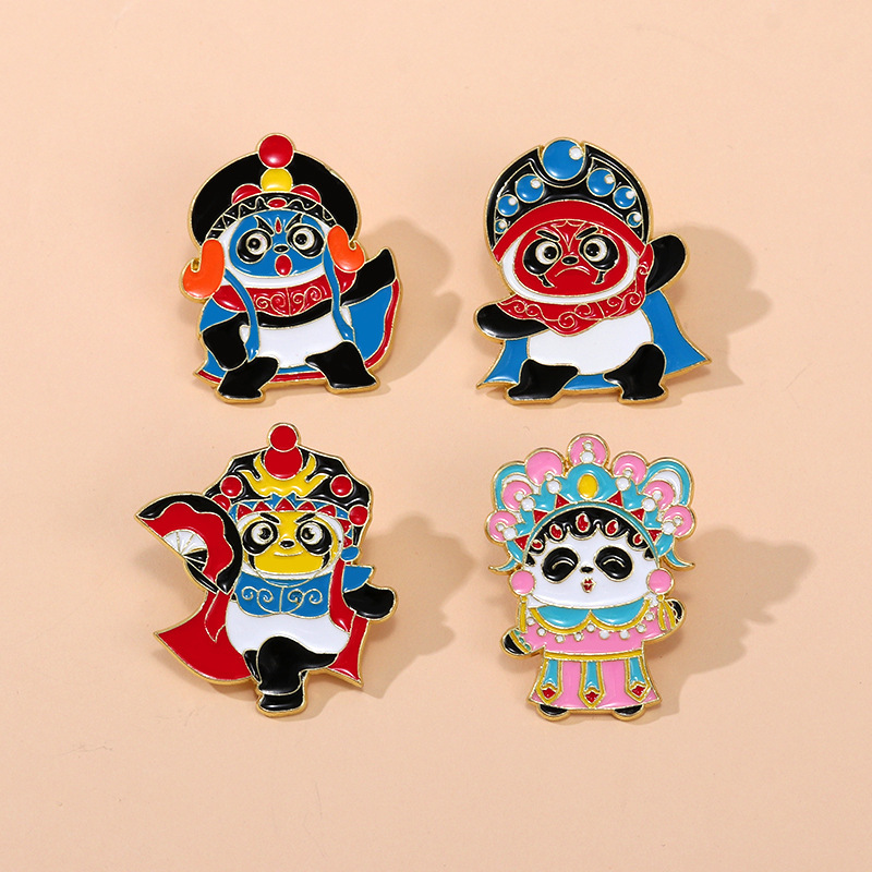 Sichuan opera panda brooch cartoon cute alloy badge Sichuan national tide face changing Chinese style schoolbag decoration badge