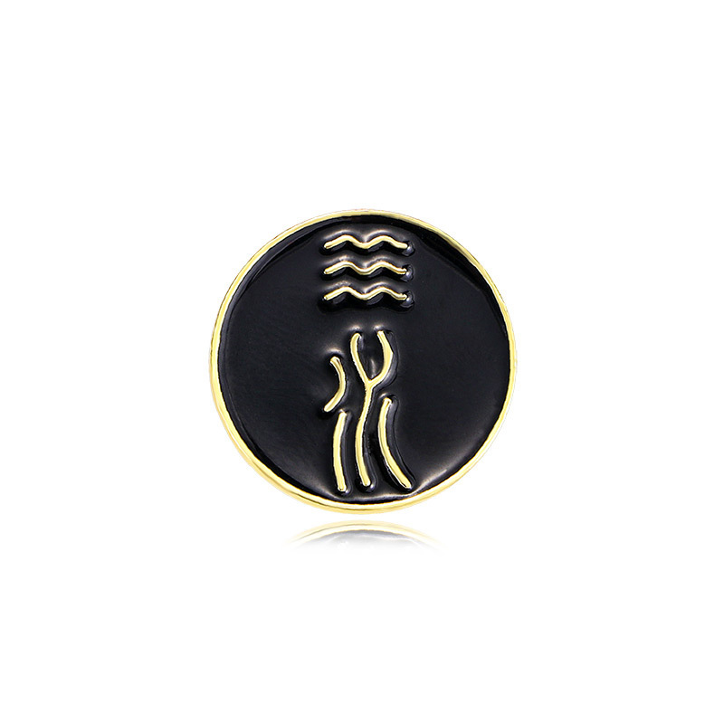 Original new national trend gold, wood, water, fire and earth five elements brooch Chinese style alloy badge clothing decoration badge