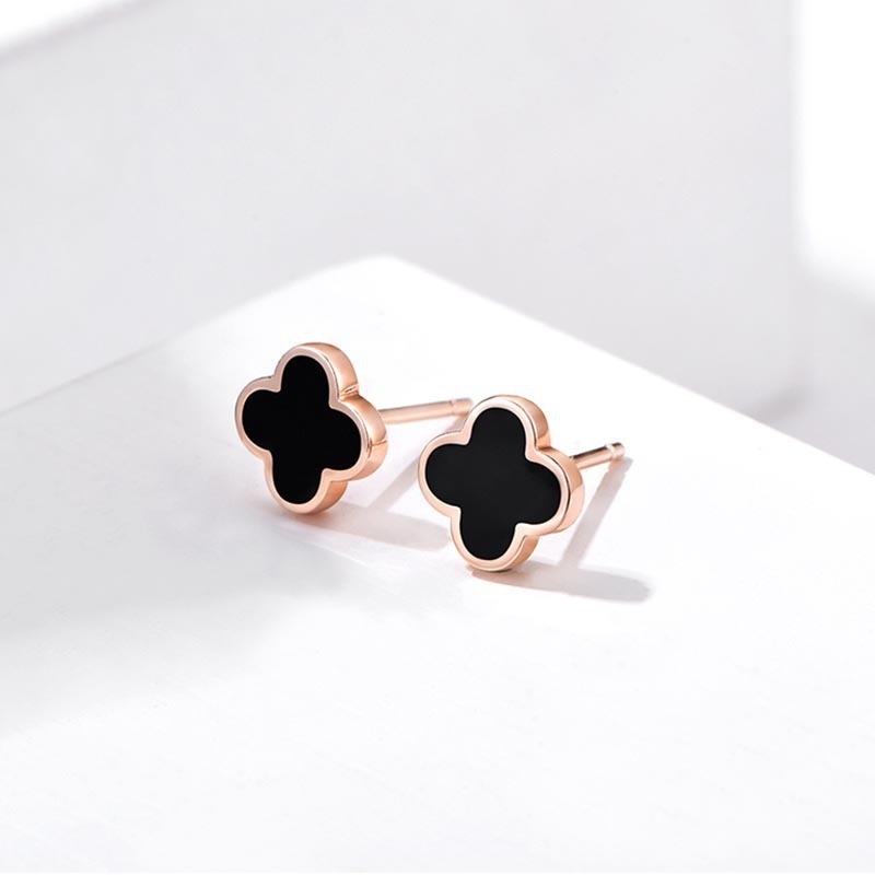 Star City original niche design S925 sterling silver inlaid agate jewelry high-end four-leaf clover earrings do not fade