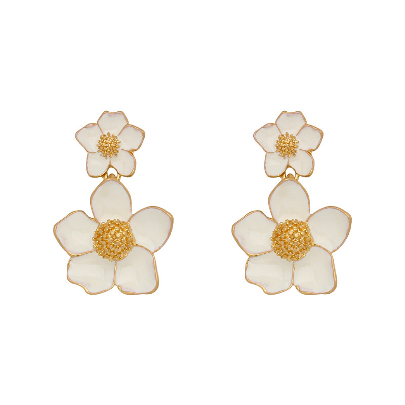 Chinese style exquisite and elegant flower earrings temperament high-end vintage earrings drip glaze enamel retro earrings earrings for women
