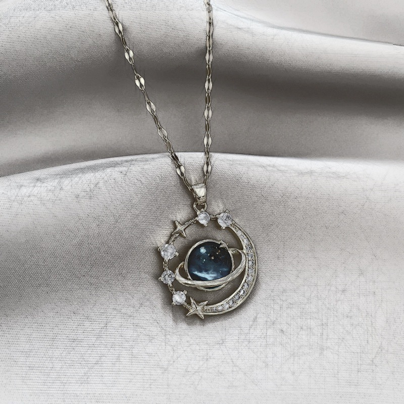Starry sky planet light luxury temperament gorgeous full diamond necklace female versatile clavicle necklace temperament light luxury niche design