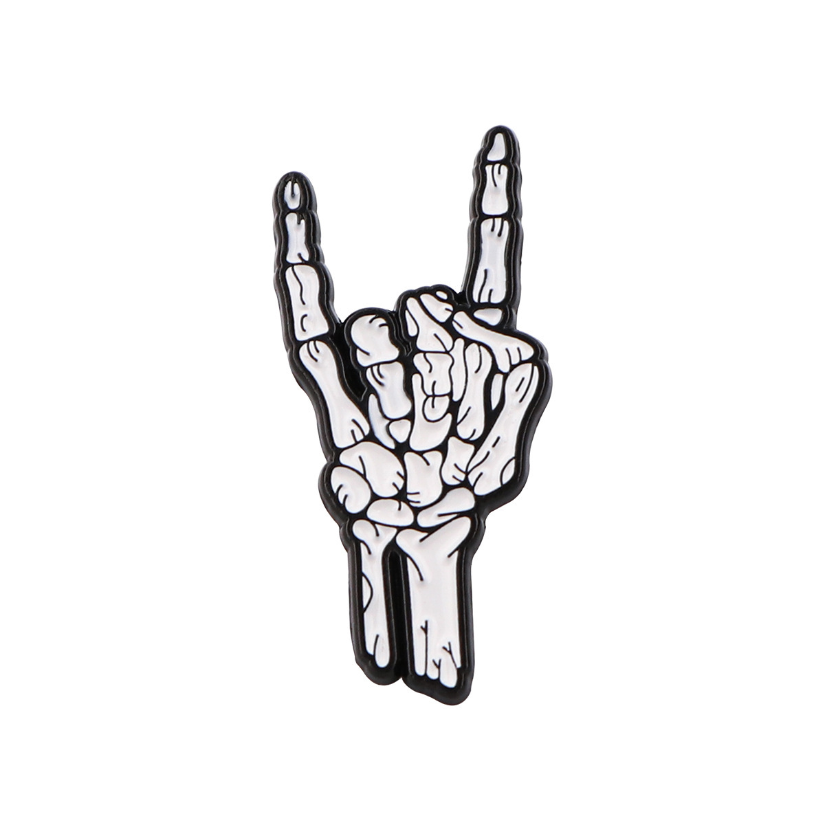 Skull finger rock gesture brooch badge clothing backpack jewelry accessories pin cross-border foreign trade hot-selling badge