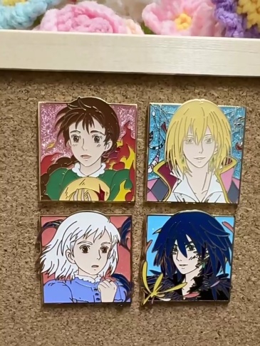 Howl's Moving Castle Hard Enamel Pins – Character Bust Pinrealm Collection