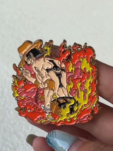 One Piece Portgas D. Ace Soft Enamel Pin – Fire Fist Iconic Design