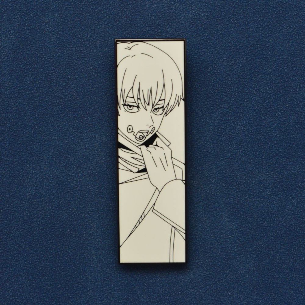 Jujutsu Kaisen White Plate Pin Badge – Featuring Okkotsu Yuta, Fushiguro Megumi, Kugisaki Nobara, Inumaki Toge, and Nanami Kento