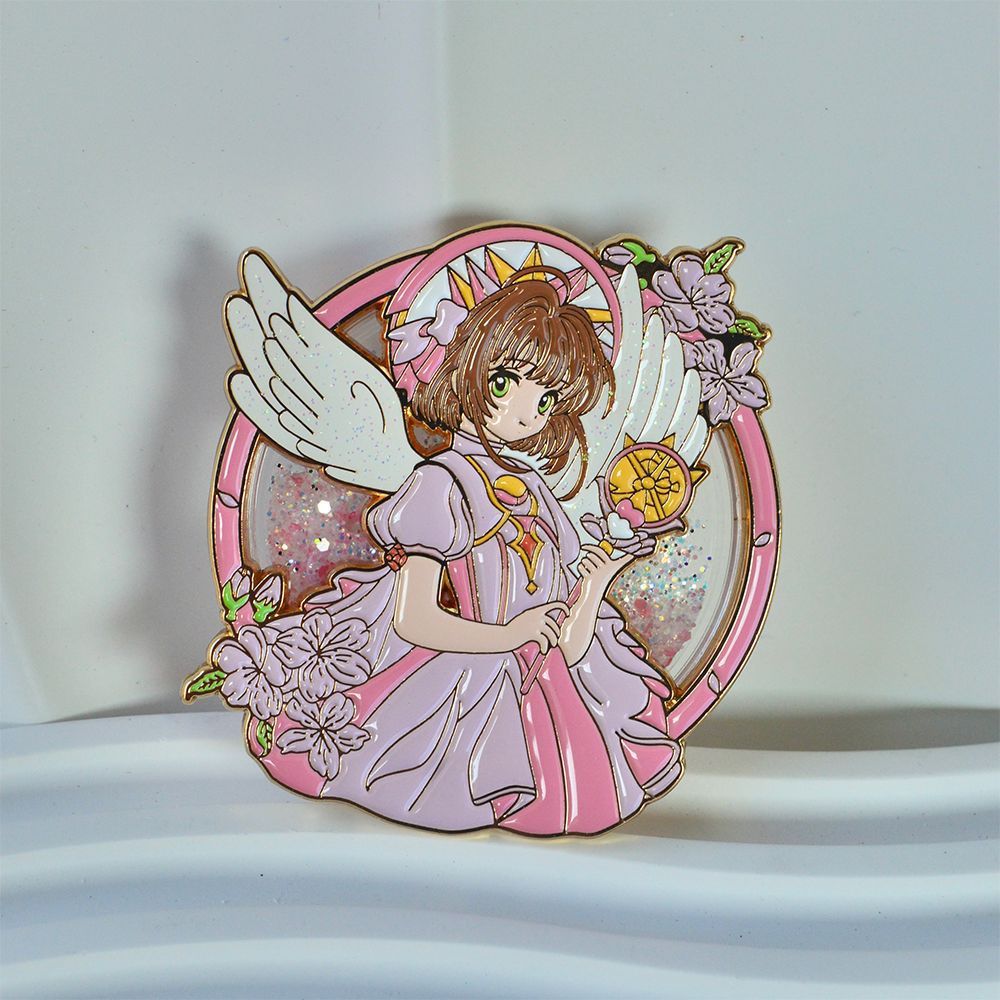 Cardcaptor Sakura Cardcaptor Sakura Badge Quicksand Painted Metal Badge Glitter Brooch Accessories