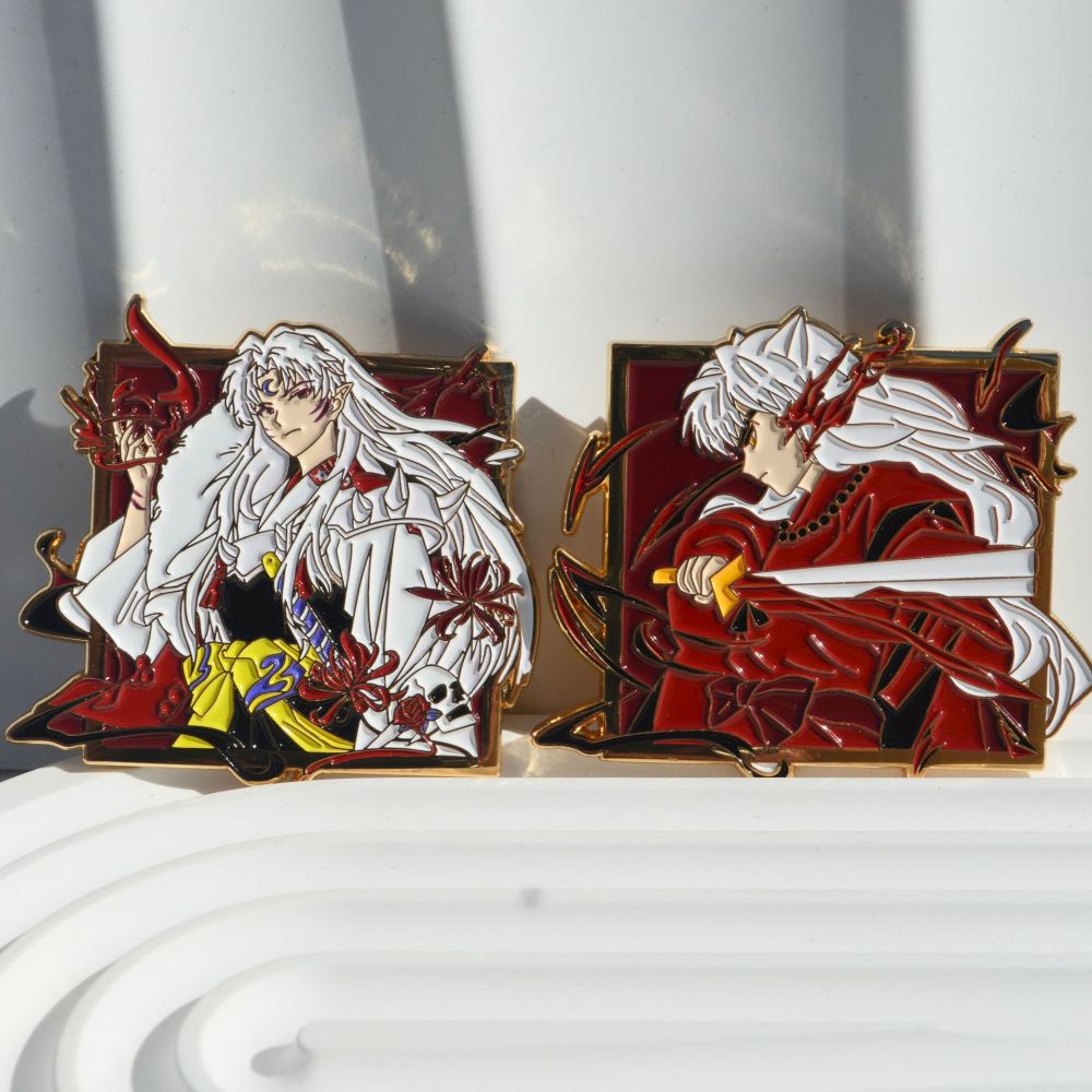 Inuyasha badge Inuyasha painted metal badge Seshomaru painted metal brooch anime school bag accessories