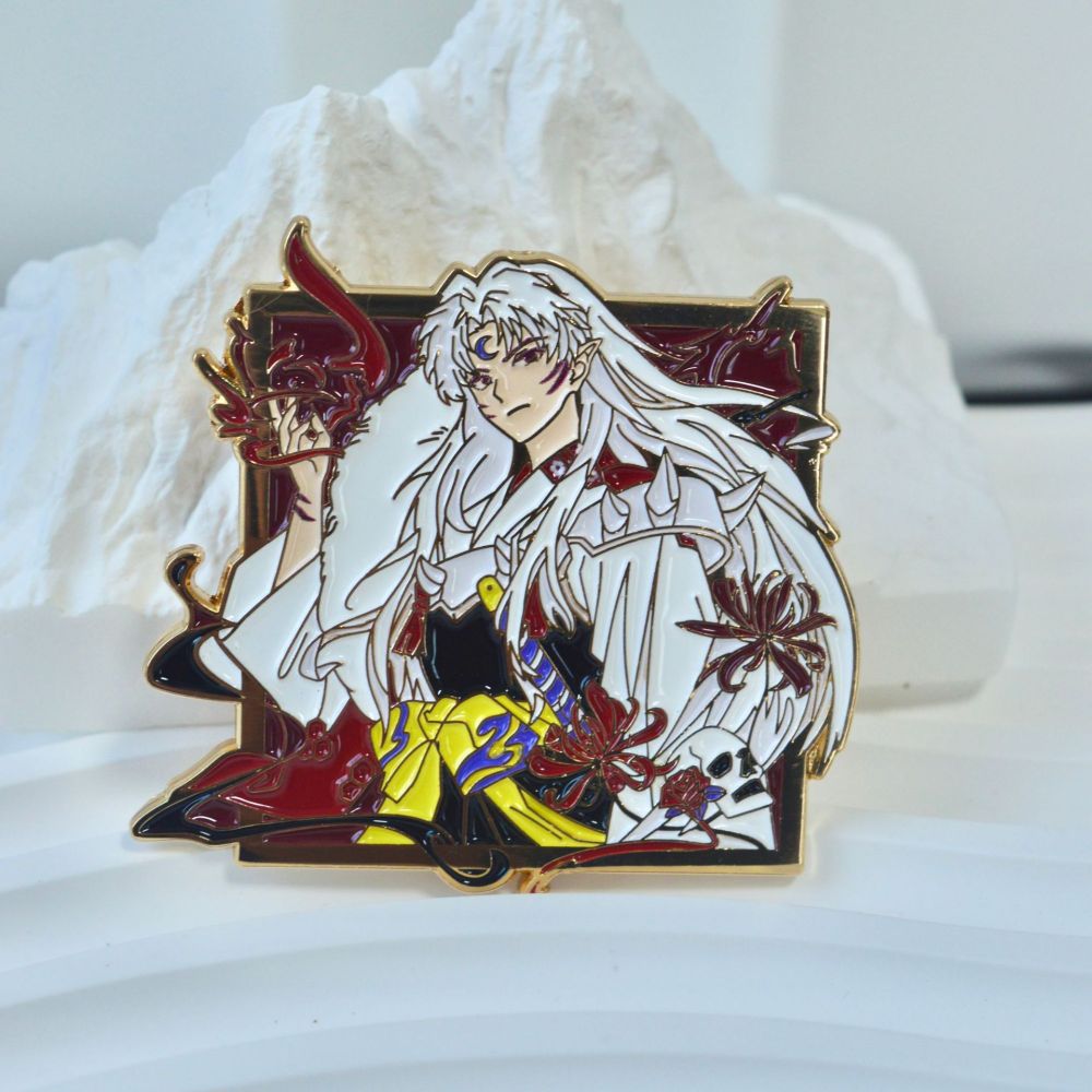 Inuyasha badge Inuyasha painted metal badge Seshomaru painted metal brooch anime school bag accessories