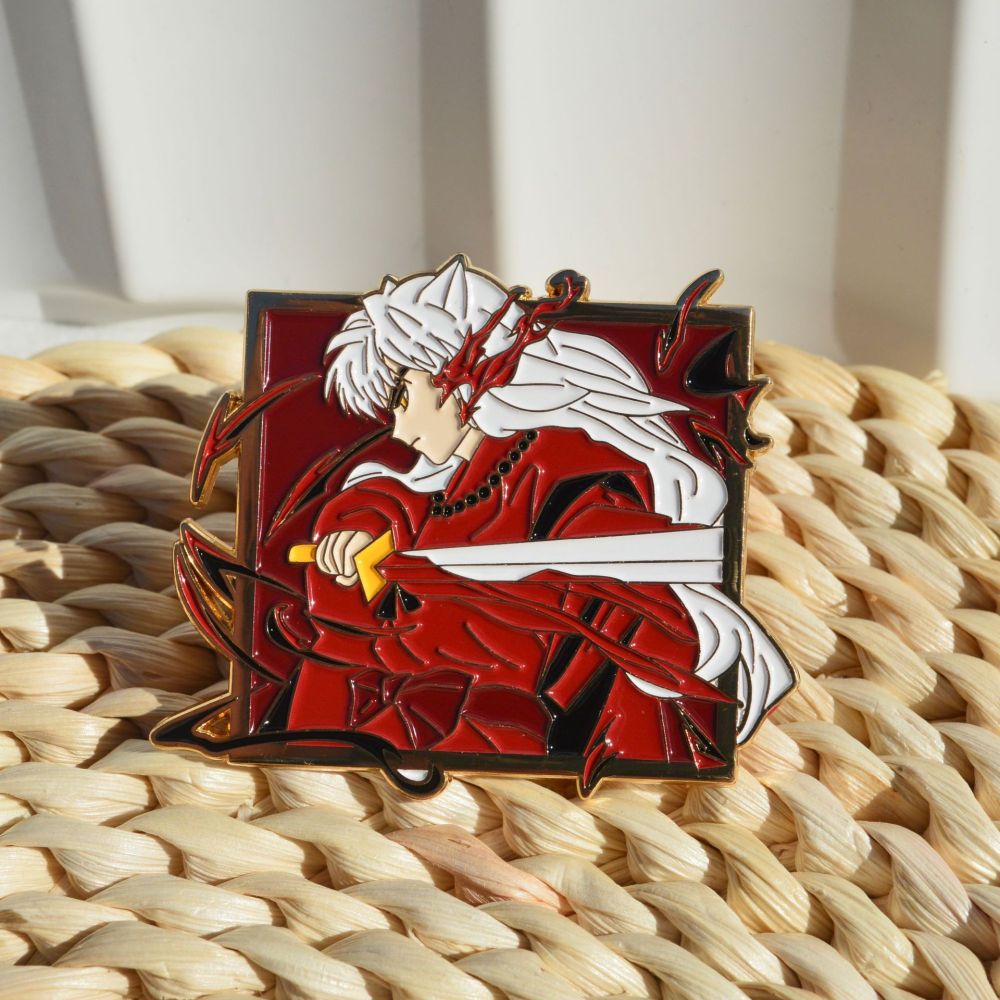 Inuyasha badge Inuyasha painted metal badge Seshomaru painted metal brooch anime school bag accessories