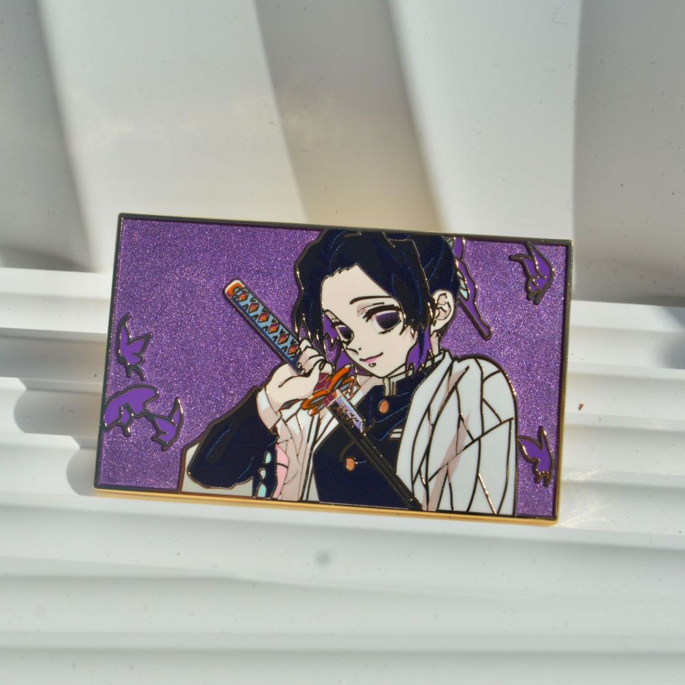 Demon Slayer Badge Butterfly Shinobi Glass Metal Enamel Badge Brooch Japanese Schoolbag Accessories Pin
