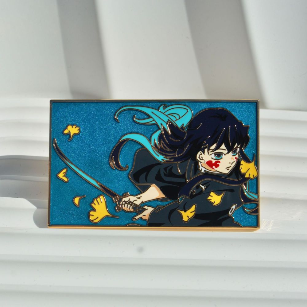 Demon Slayer Badge Butterfly Shinobi Glass Metal Enamel Badge Brooch Japanese Schoolbag Accessories Pin