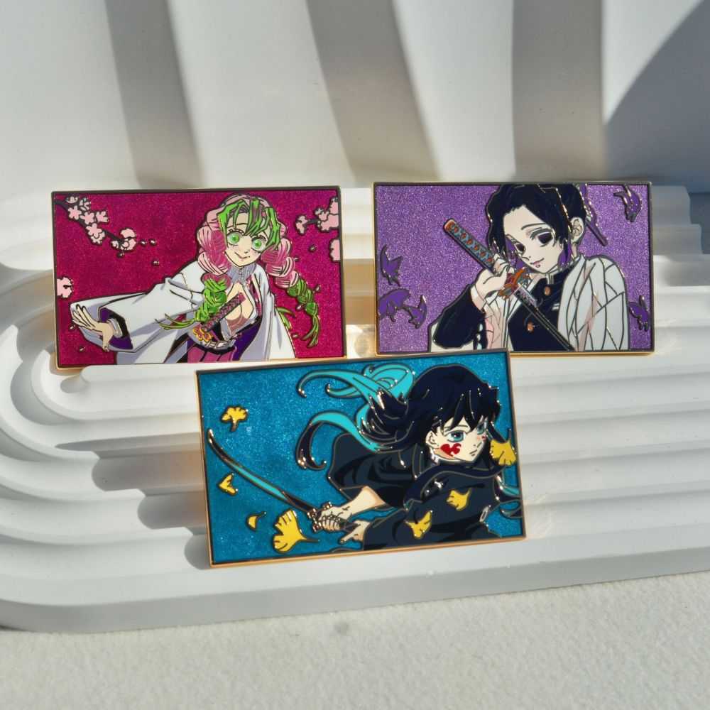Demon Slayer - Kanroji Mitsuri, Kochou Shinobu & Tokitou Muichirou Hard Enamel Pins - Pinrealm Collection