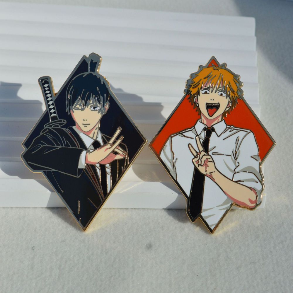 Chainsaw Man Chainsaw Man Denji Pawa Hayakawa Akima Chima enamel metal brooch school bag accessories
