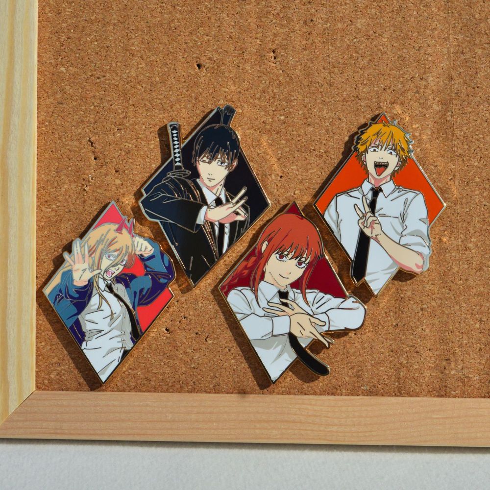 Chainsaw Man Enamel Pins – Denji, Power, Aki Hayakawa, and Makima 