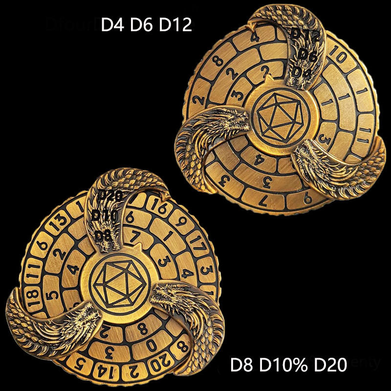 Sadaharu Metal Fingertip Spinning Dice Set – Dragon, Dungeon & Cthulhu RPG Metal Dice