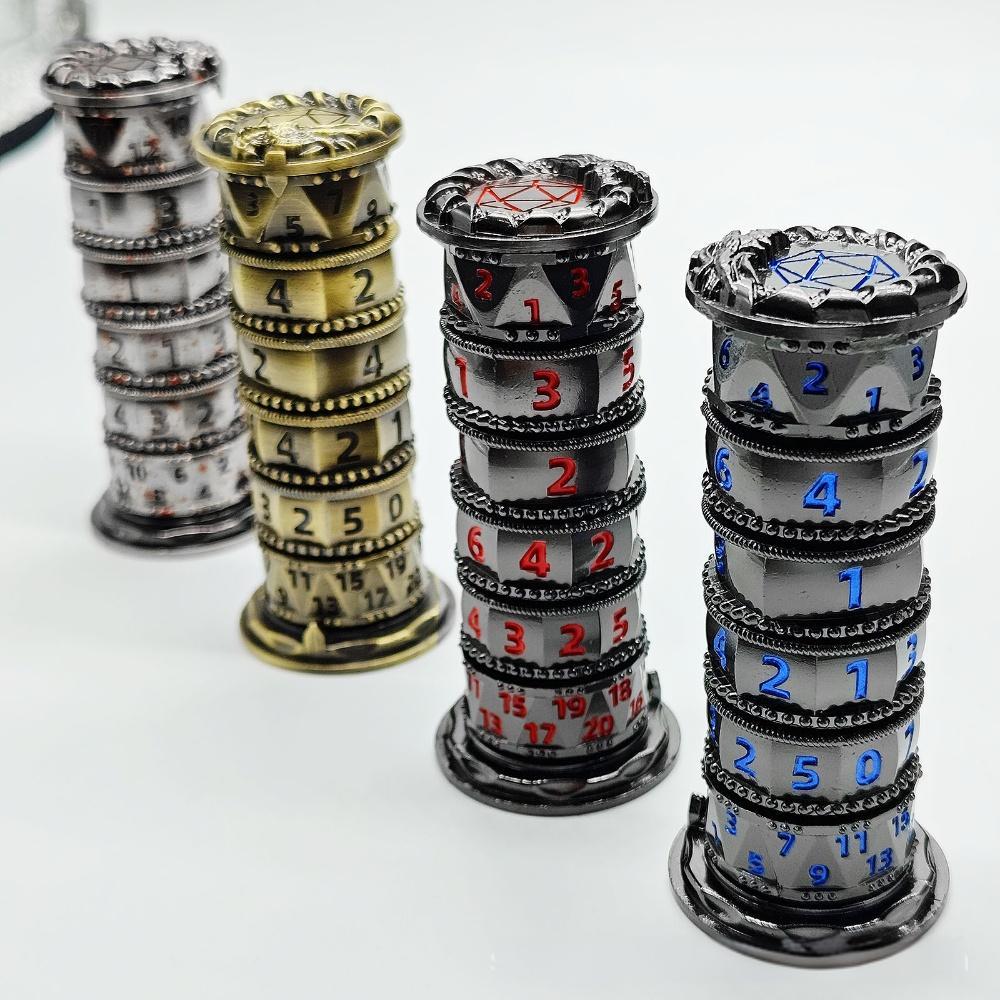 7-in-1 Rotatable Metal Dice Tower – Polyhedron RPG Dice Set for D&D & Role-Playing Games