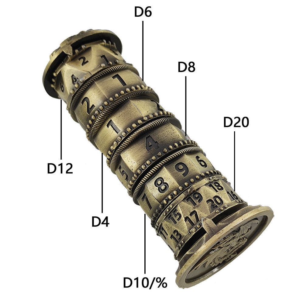 Seven-in-one metal dice tower rotatable polyhedron dice RPG role-playing DND dice metal dice