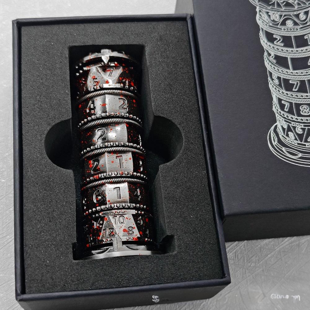 7-in-1 Rotatable Metal Dice Tower – Polyhedron RPG Dice Set for D&D & Role-Playing Games