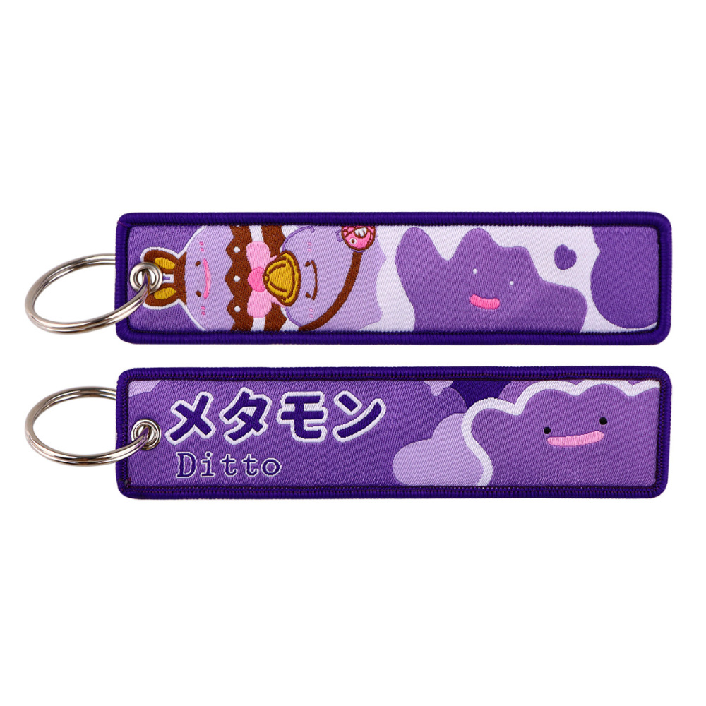 Spot Pokemon cartoon anime Pokemon woven label keychain lanyard Pokemon fabric pendant